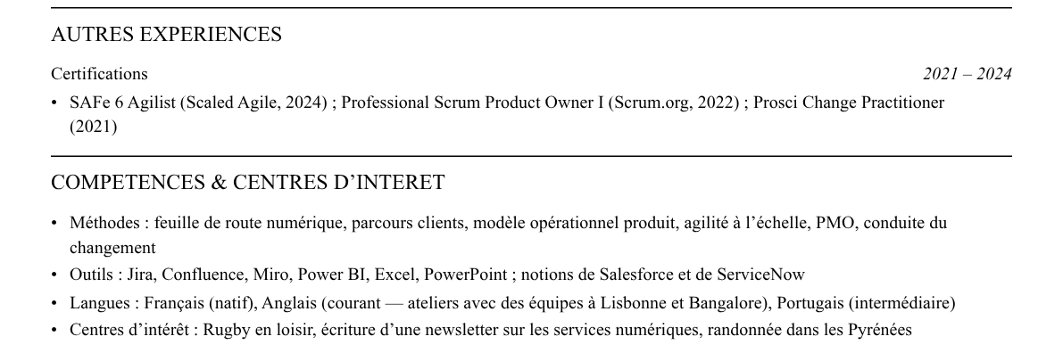 CV consultant en transformation digitale : compétences et centres d’intérêt